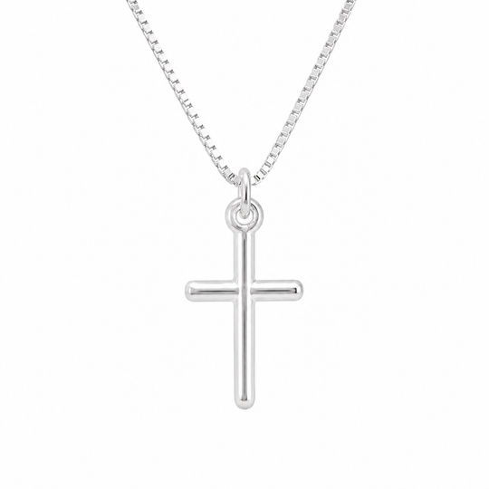 Colar em Prata 925 - Veneziana com Cruz Lisa