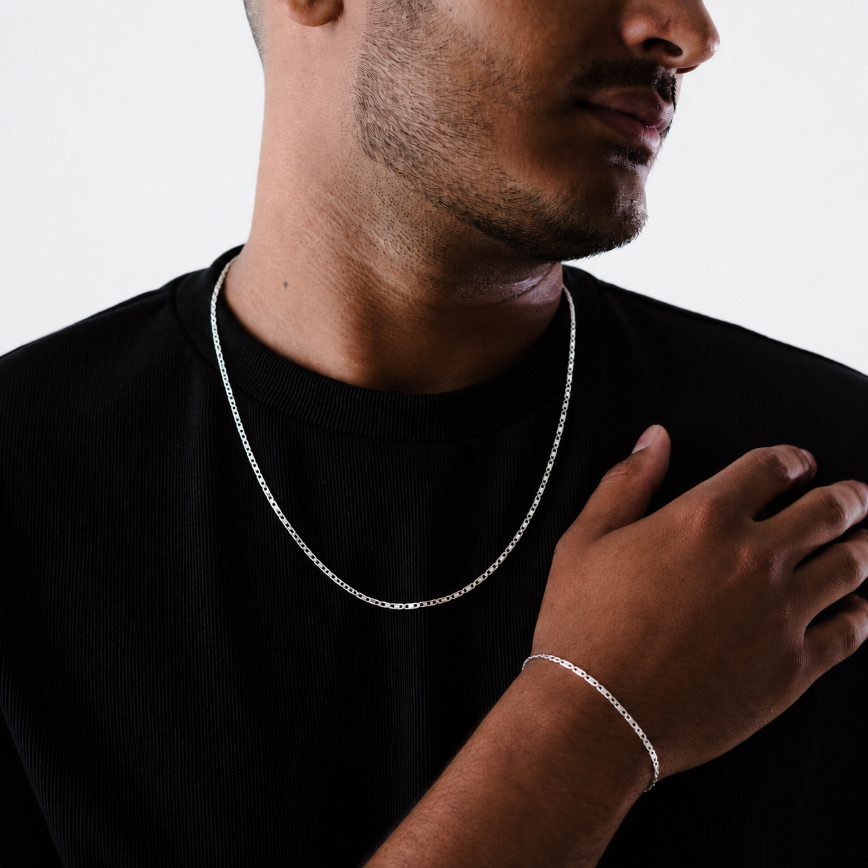Conjunto corrente e pulseira em prata 925 - Piastrine 2mm