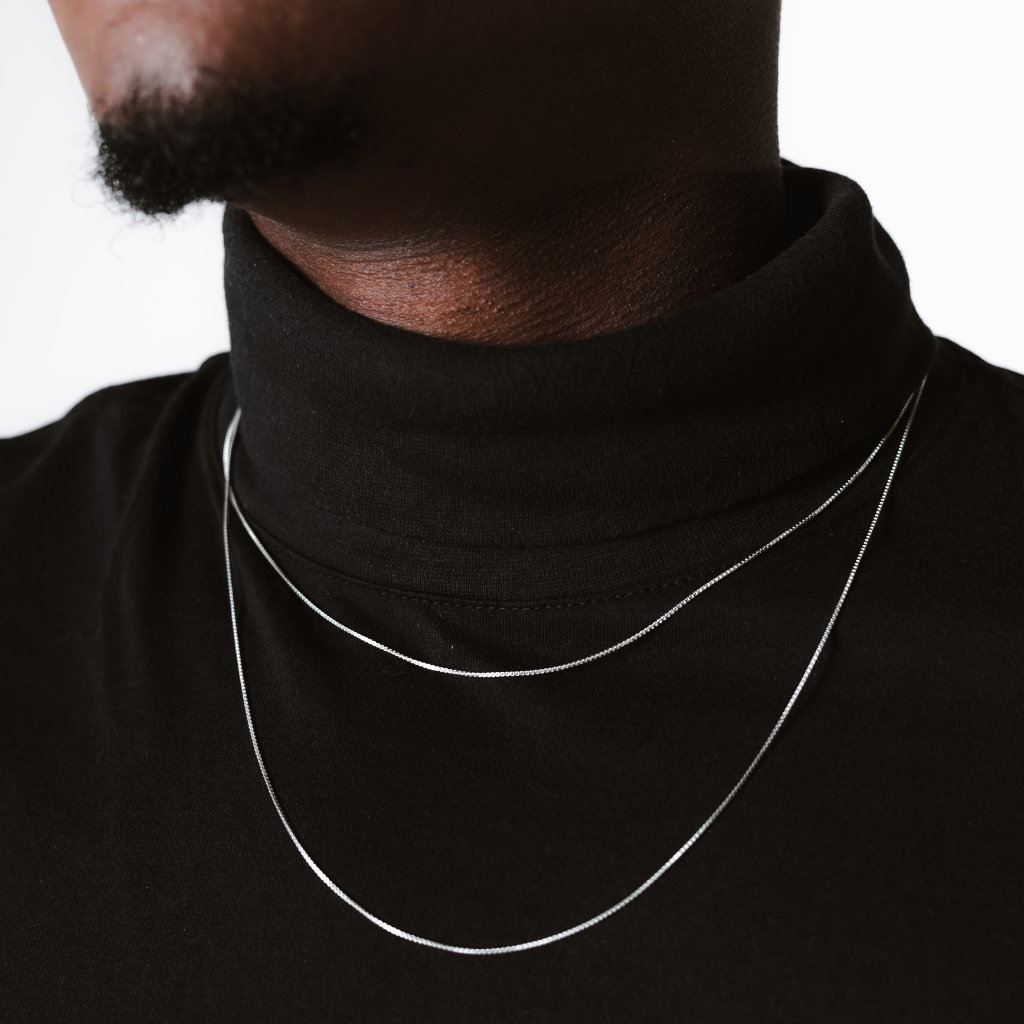 Corrente Veneziana em Prata 925 utilizada com pingente masculino.