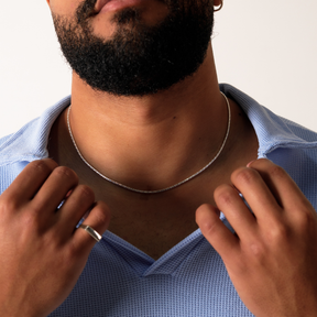Gargantilha Catena Diamantada em Prata 925 utilizada com pingente masculino.