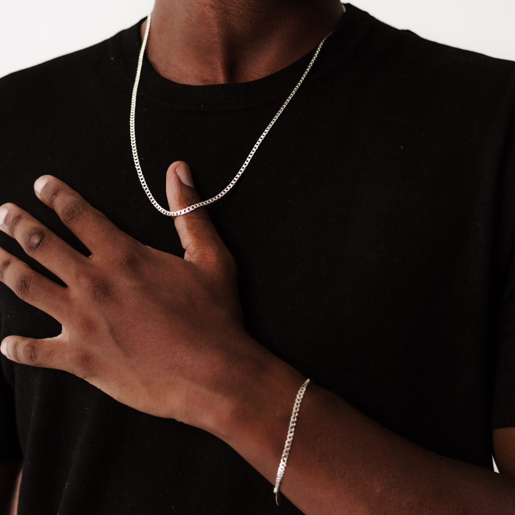 Conjunto corrente e pulseira em prata 925 - Grumet 3mm